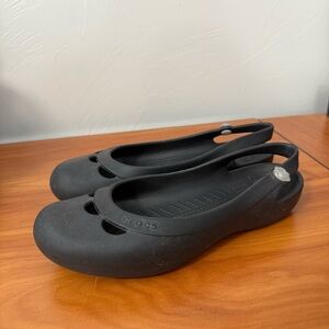 Crocs Jayna Slingback Ballet Flats Cutout Detail Black Casual W10‎